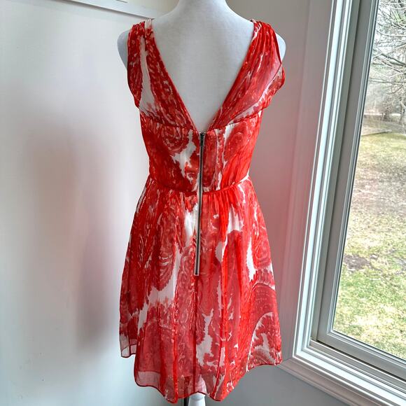 Milly 'Anna' Sz 4 Poppy Red Silk Fit & Flare A-Line Short Cocktail Party Dress - Picture 6 of 10
